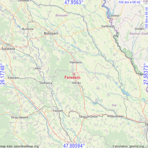 Feredeni on map