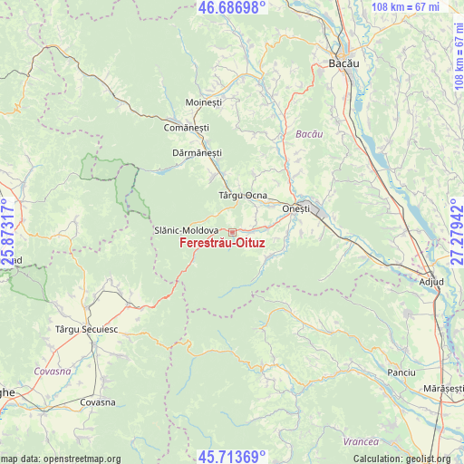 Ferestrău-Oituz on map