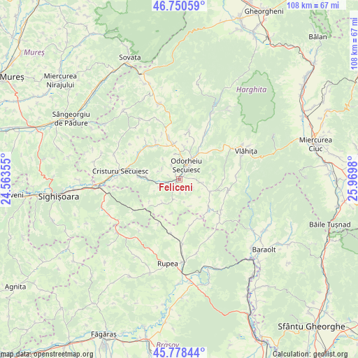 Feliceni on map