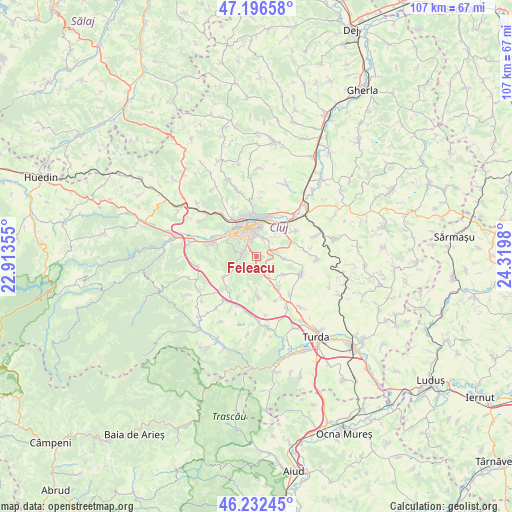 Feleacu on map