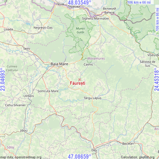 Făurești on map