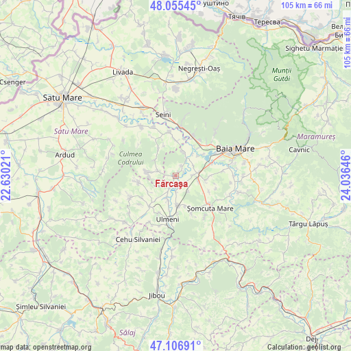 Fărcaşa on map