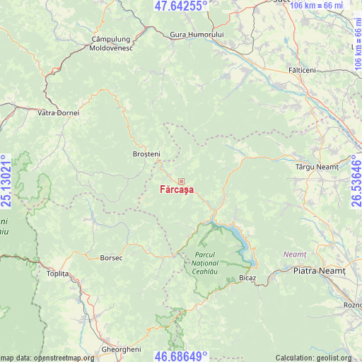 Fărcaşa on map