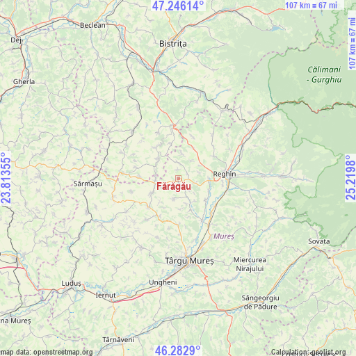 Fărăgău on map