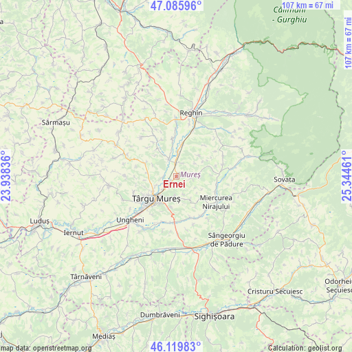 Ernei on map