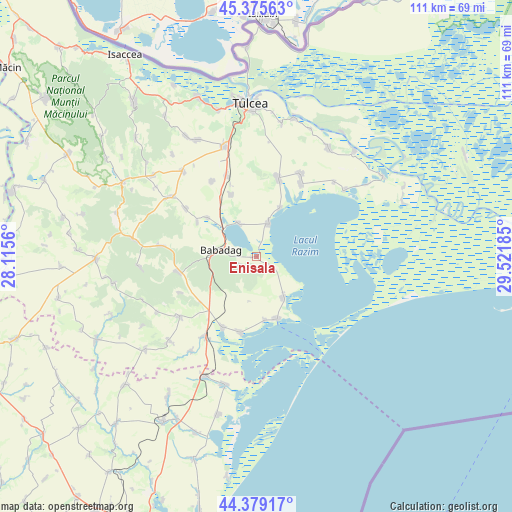 Enisala on map