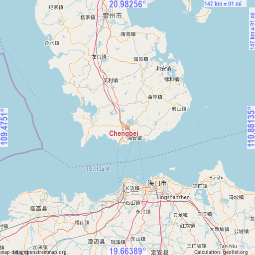 Chengbei on map