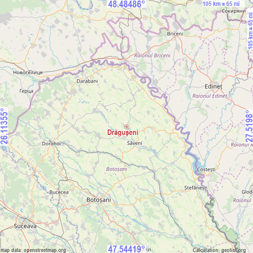 Drăguşeni on map