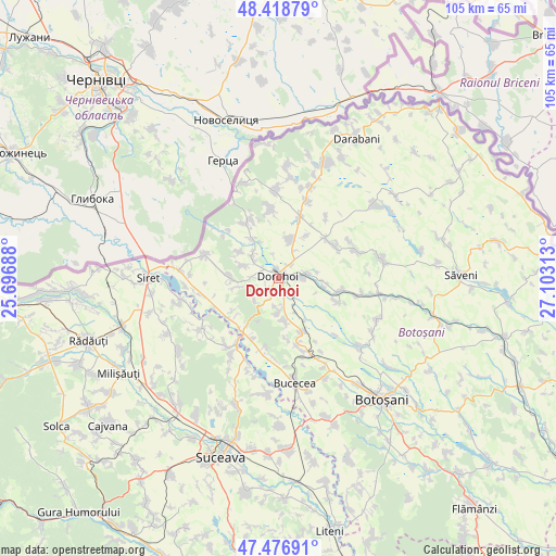 Dorohoi on map