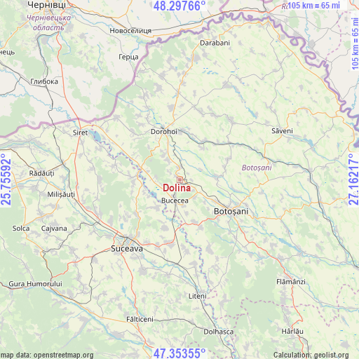 Dolina on map