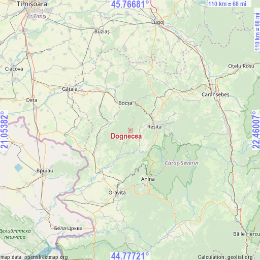 Dognecea on map