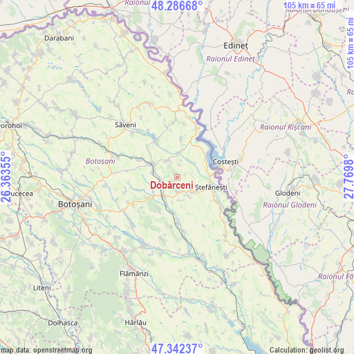 Dobârceni on map