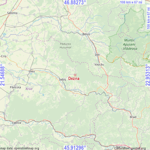 Dezna on map