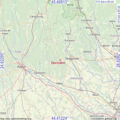 Decindeni on map