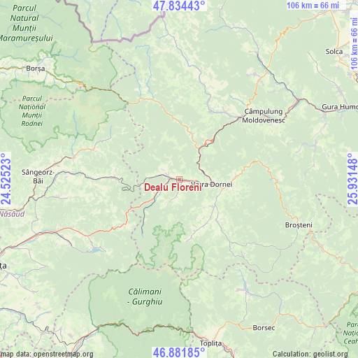 Dealu Floreni on map