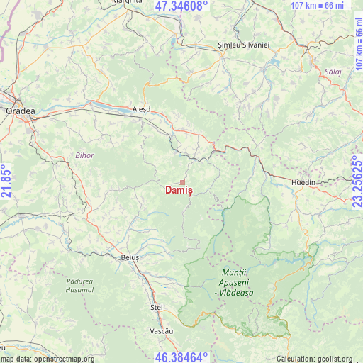 Damiș on map