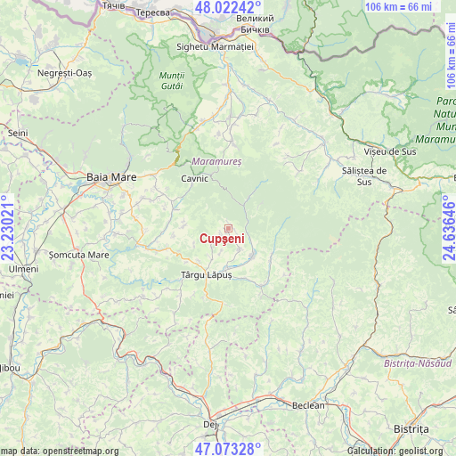 Cupşeni on map