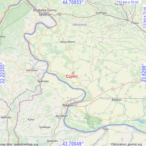 Cujmir on map