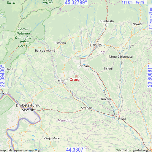 Croici on map