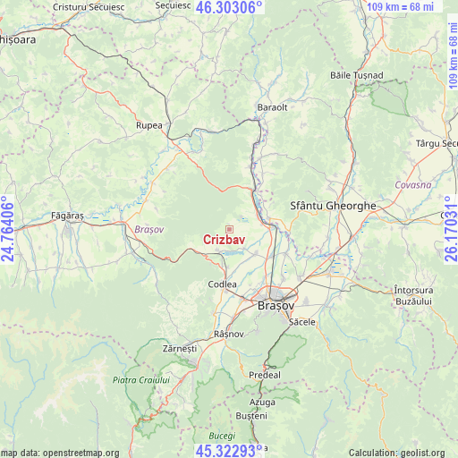 Crizbav on map