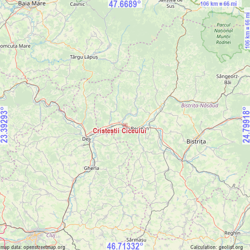 Cristeștii Ciceului on map