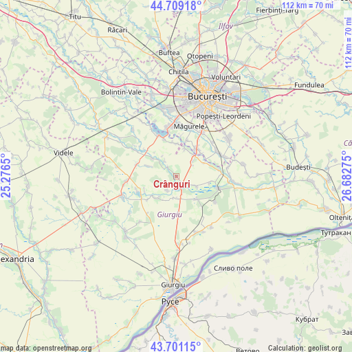 Crânguri on map