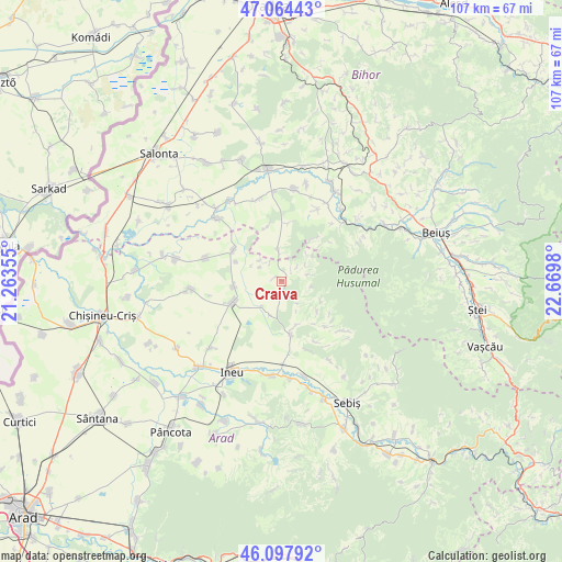 Craiva on map