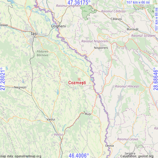 Cozmeşti on map