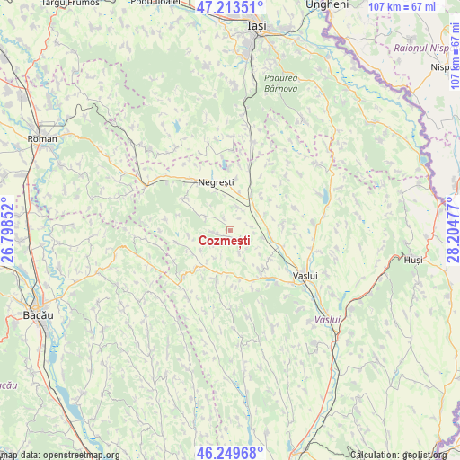 Cozmești on map