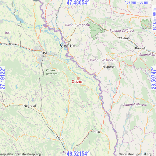 Cozia on map