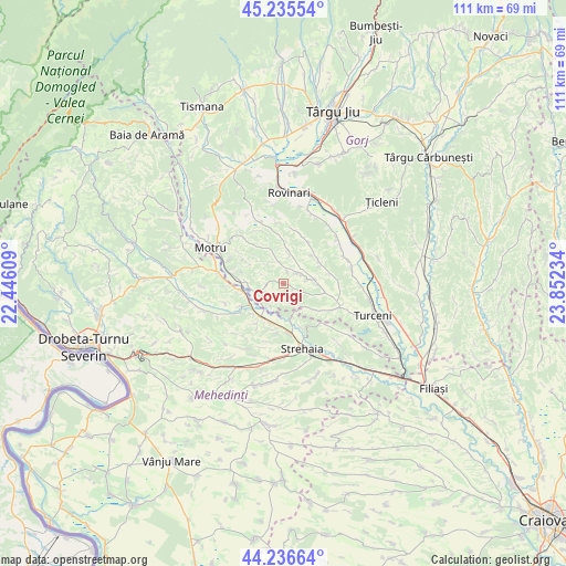 Covrigi on map