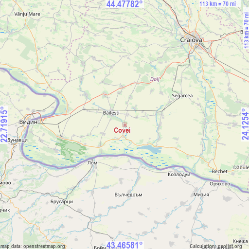 Covei on map