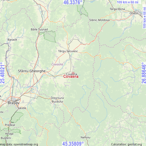 Covasna on map