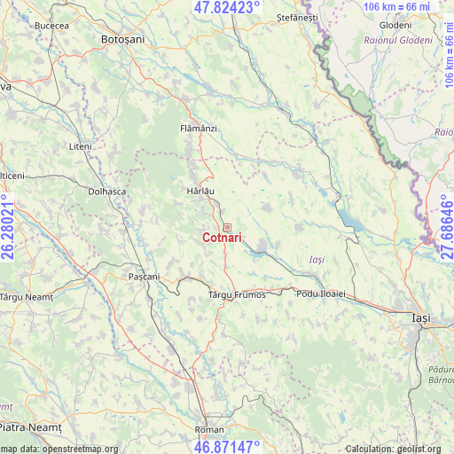 Cotnari on map