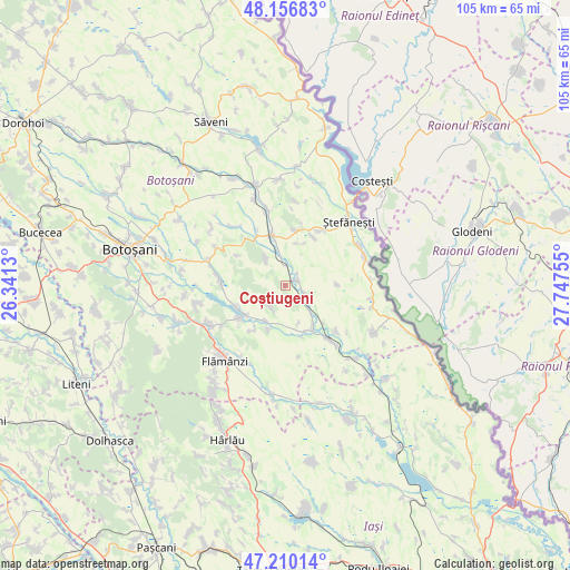 Coștiugeni on map