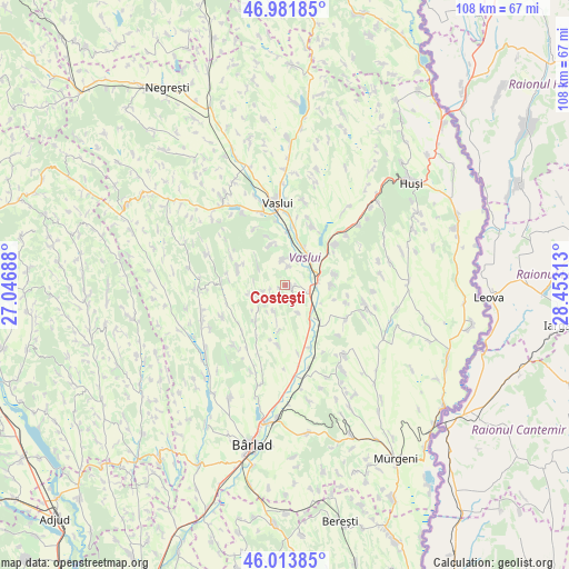 Costeşti on map