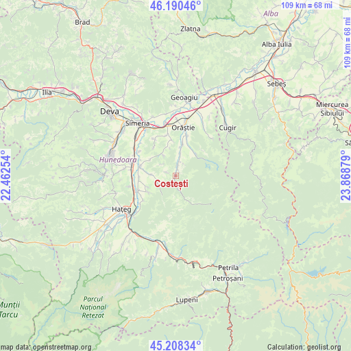 Costești on map