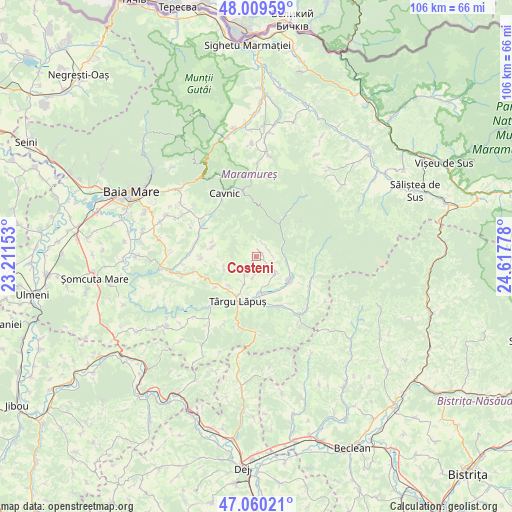 Costeni on map