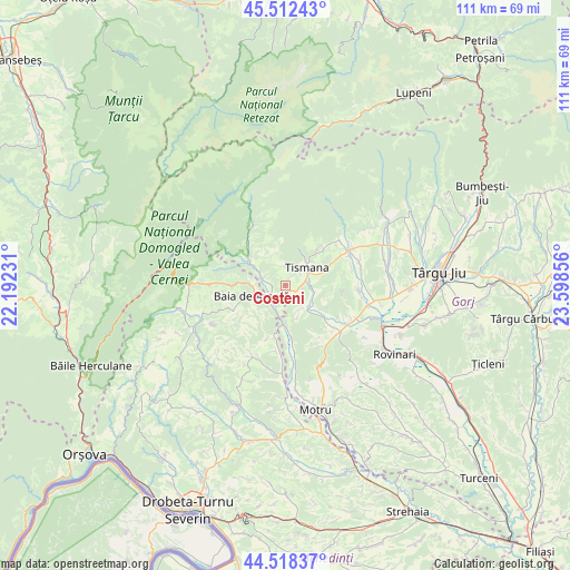 Costeni on map