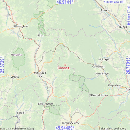 Coșnea on map