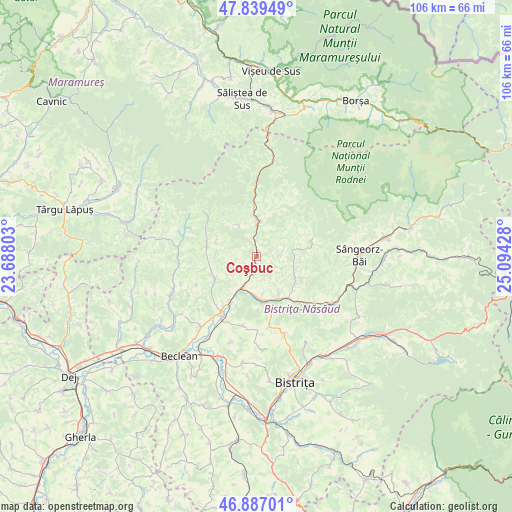 Coşbuc on map