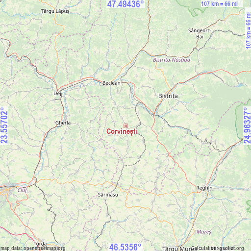 Corvinești on map