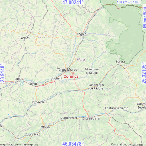 Corunca on map