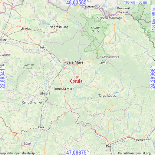 Coruia on map