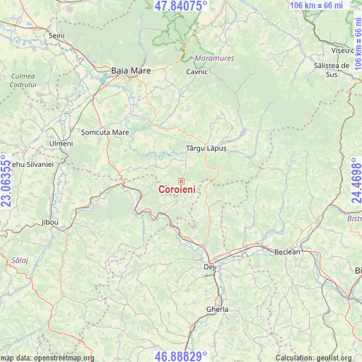 Coroieni on map