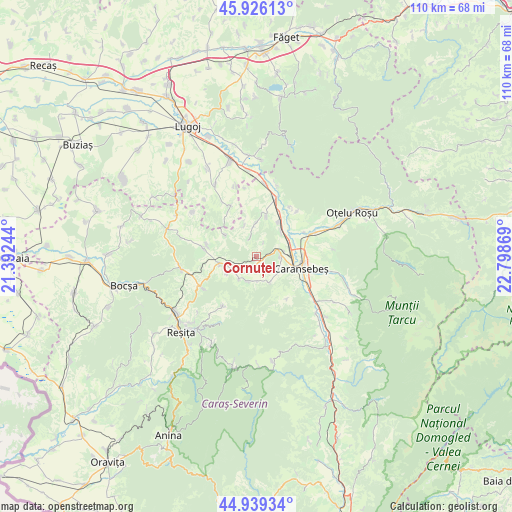 Cornuțel on map