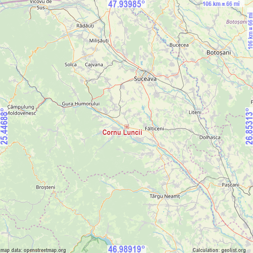 Cornu Luncii on map