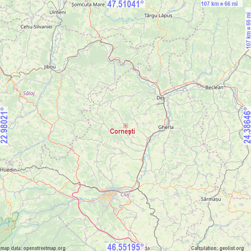 Corneşti on map