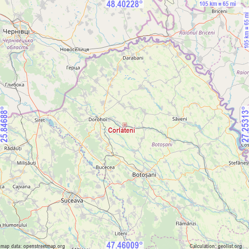 Corlăteni on map