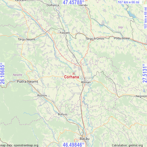 Corhana on map